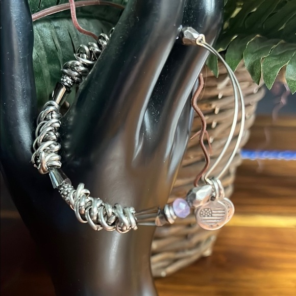 Alex and Ani Silver and Purple Charm Bracelet - Picture 1 of 1